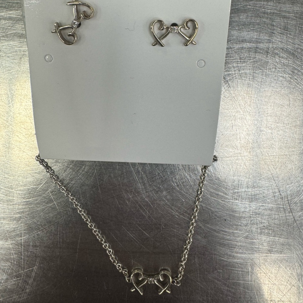 Tiffany & Co Double Loving Heart bracelet and earrings set comes with dust bag